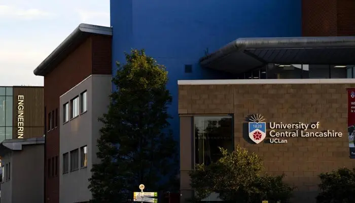 Our computing and technology building in Preston, with our logo on the side.