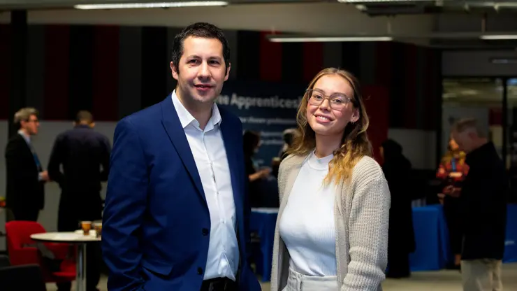 Richard Singleton, Managing Director and Kelsey  Pilkington, Digital Marketing Degree Apprenticeship graduate, whY-us? Marketing