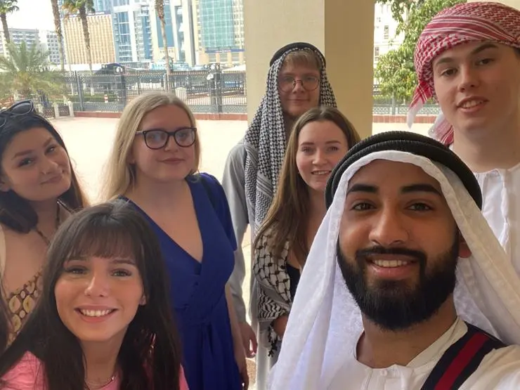 Students ready to have a tour of a Mosque in Dubai