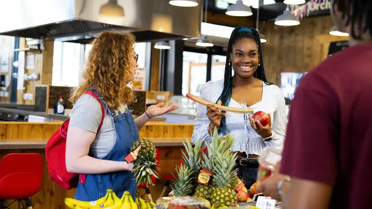 Get fresh produce, including fruit, veg, meat and fish.