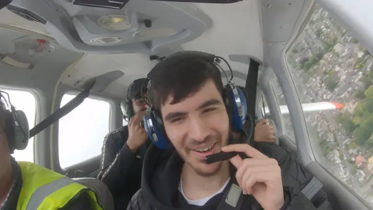 Student flying a plane with an instructor