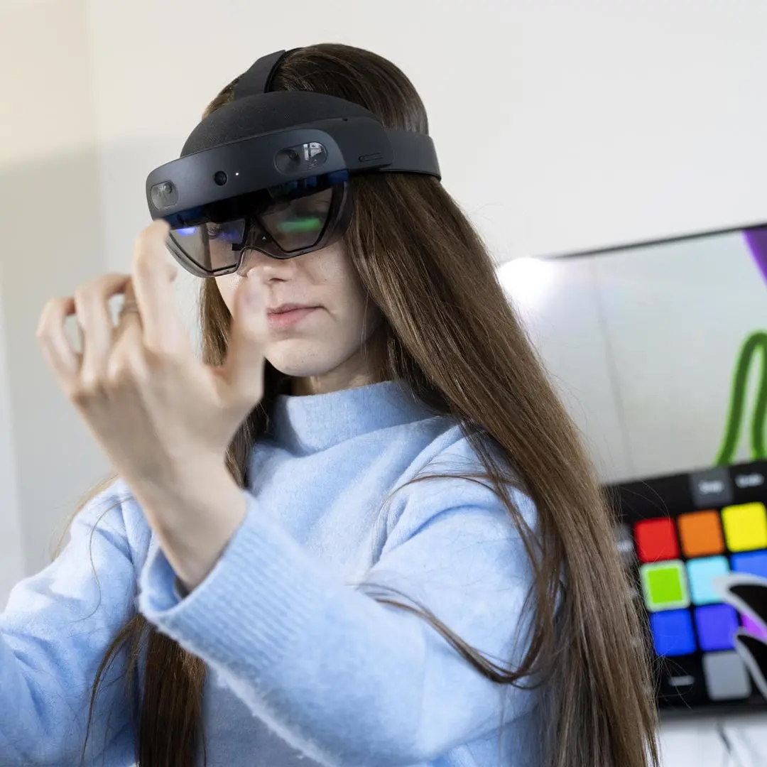 A student using a VR headset