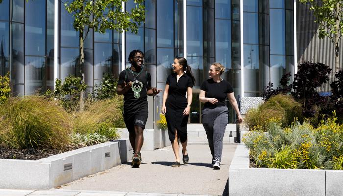 Students walking in front of the Student Centre