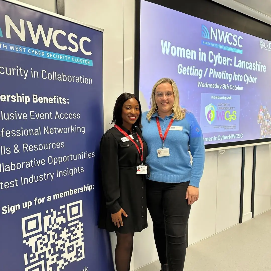 Paula and Hannah at the Women in Cyber event