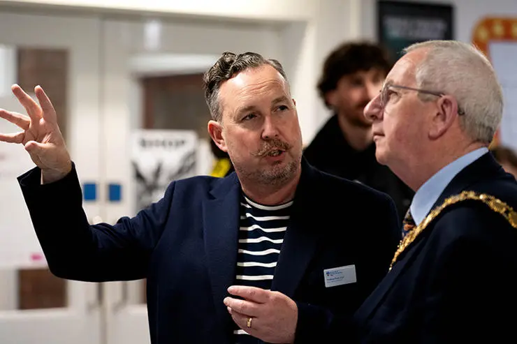 Professor Peter Lloyd (left) with Mayor of Preston Phil Crowe