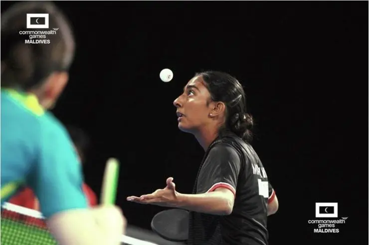 Rafa Nazim keeping her eye on the table tennis ball