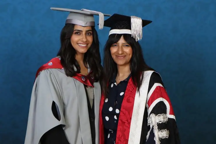 New University of Central Lancashire Honorary Fellow and alumna Mandip Gill with Ranvir Singh, Chancellor of the University